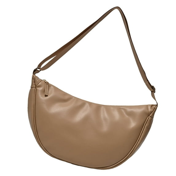 FENOHREFE Half Moon Shaped PU Leather Crossbody Bag Large Capacity Unisex Shoulder Bags Dumpling Purse for Daily Use