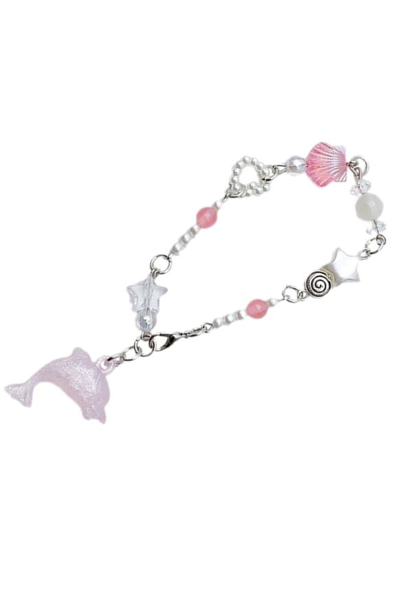 Handcrafted Dolphin Pendant Bracelet Star Beaded Wristband Adjustable Chain Aesthetic Jewelry for Women Girls