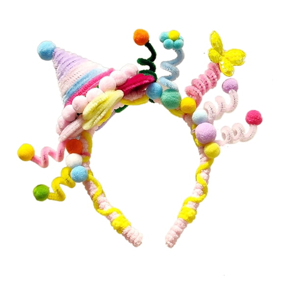 FENOHREFE Handmade Twist Birthday Headbands Adjustable Headwear Festive Baby Headpiece for Women's Hair Styling
