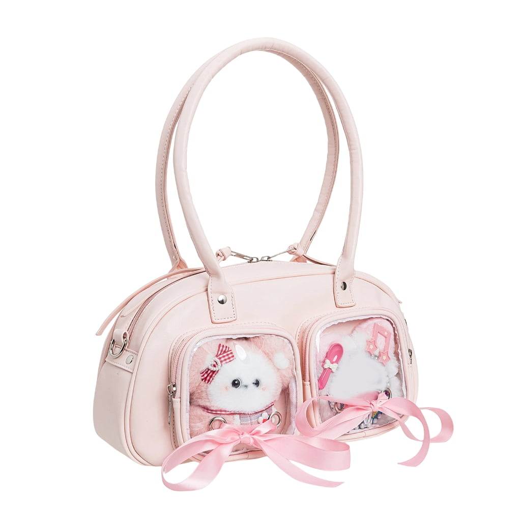 FENOHREFE Harajuku Itabag Shoulder Bag Transparent Pocket Messenger Bag Women's Ita Bag Crossbody Bag Handbag Satchel for Womens