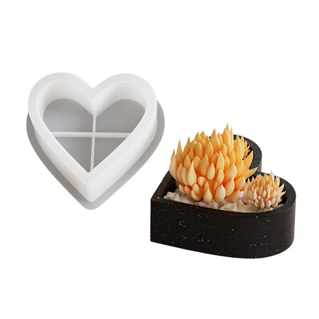FENOHREFE High Temperature Resistant Silicone Candle Cup Mould Heart Shaped Mold for Home Decoration Epoxy Molds