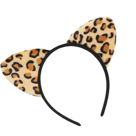 FENOHREFE Kitten Ears Hairband Photo Props Leopards Print Hair Hoop Headband Party Headpiece Fun Headbands for Music Festival