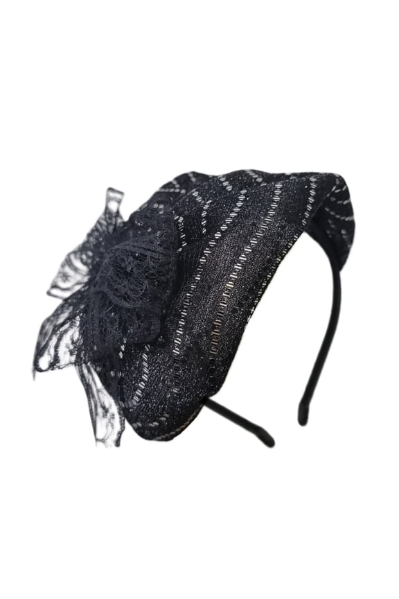 Lace Half Caps Bowknot Hairhoop for Lady French Headband Sweet Fascinator Hat Evening Dress Hairband for Formal Occasion