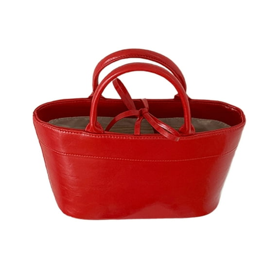 FENOHREFE Large Capacity PU Leather Tie Closure Handbag for Women Korean Elegant Solid Color Casual Travel Work Shopper Bag Purse