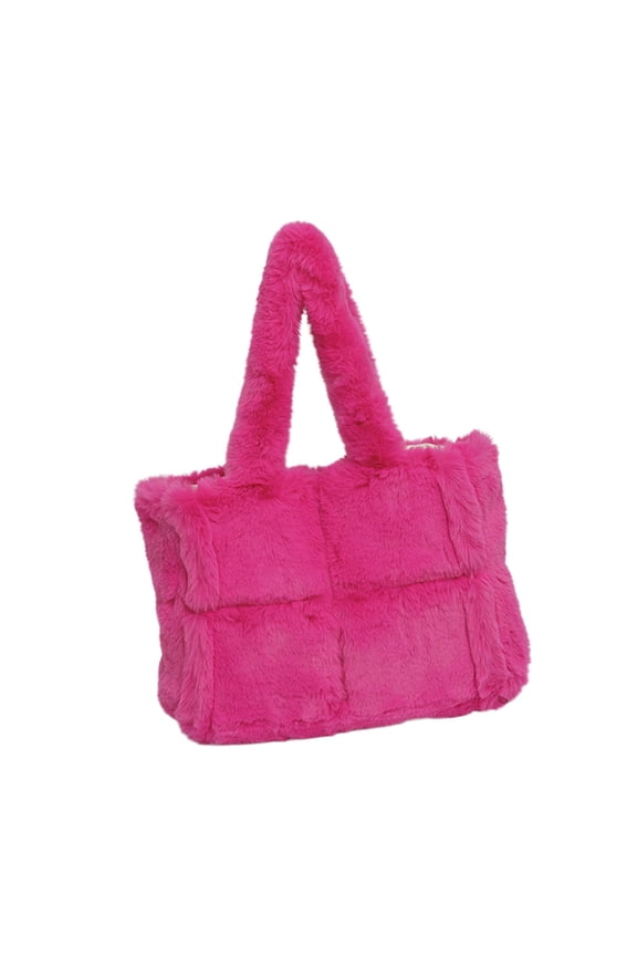 Large Capacity Soft Plush Bag for Women Winter Fleece Shoulder Purse Handbag Spacious for Shopping or Casual Outings