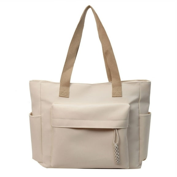 FENOHREFE Large Capacity Top Handle Handbag for Women Simple Solid Color Zippered Shoulder Bag Casual Travel Shopping Underarm Bag