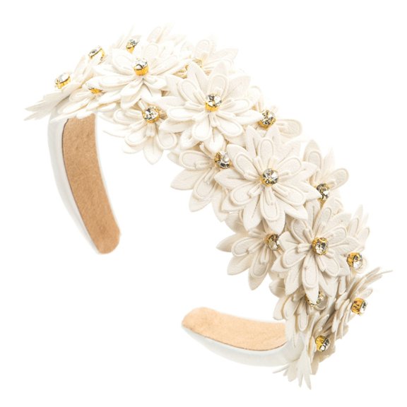 FENOHREFE Leather Hairband with Multiple Layer Flower Headband Soft and Comfortable Headwear Suitable for Various Hairstyles