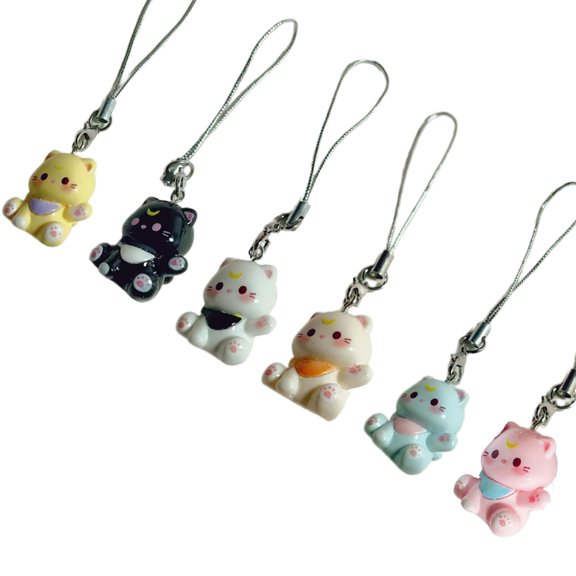 FENOHREFE Lovely Sturdy Resin Cats Pendant Keychain for Girls Fashionable Lovely Keyring Decorative Gifts for Backpack or Bag