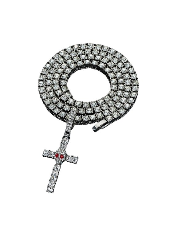 Men Dazzling Rhinestones Necklace Religious Pendant Necklace Adjustable Length Necklace Rhinestones Texture Present for Man