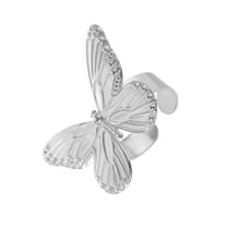 FENOHREFE Opening Adjustable Butterfly Rings Finger Jewelry Stainless Steel Texture for Fashion Lover