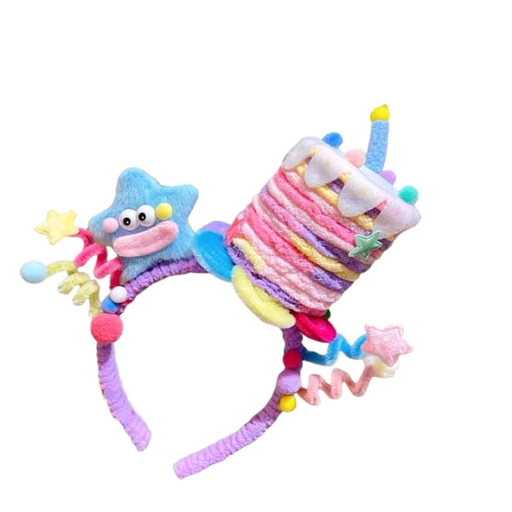 FENOHREFE Party Star Cake Hair Decoration Headpieces Adjustable Twisted Birthday Headband for Women and Girls