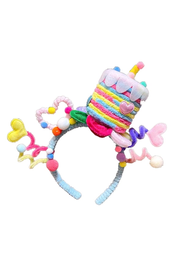 Party Star Cake Hair Decoration Headpieces Adjustable Twisted Birthday Headband for Women and Girls