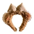 thumbnail image 1 of FENOHREFE Plush Bear Ear Headband for Women Girl with Bowknot Birthday Party Gathering Headpiece School Event Accessory Hairhoop, 1 of 7