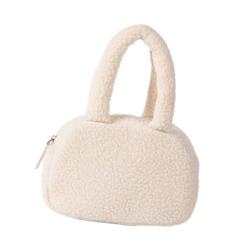 FENOHREFE Practical Fleece Top Handle Bag Retro Handbag with Zippered ...