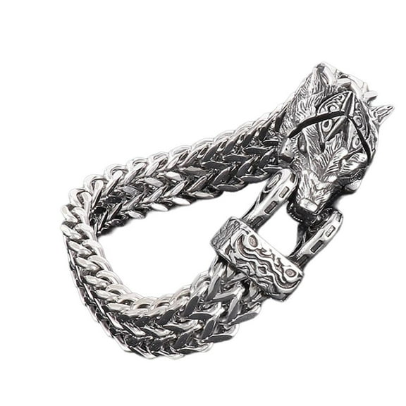 FENOHREFE Punk Wolf/Snake/ Bracelet for Men Gothic Mesh Chain Animal Bangle Jewelry Distinctive Nordic Mythology Accessory