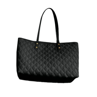 FENOHREFE Quilted PU Leather Underarm Bag for Women Solid Color Large Capacity Shoulder Bag Handbag for Shopping Travel