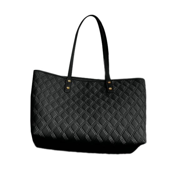 FENOHREFE Quilted PU Leather Underarm Bag for Women Solid Color Large Capacity Shoulder Bag Handbag for Shopping Travel