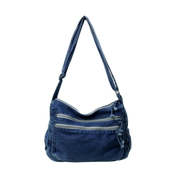 FENOHREFE Retro Denims Messenger Bag for Women Teens Large Capacity Adjustable Strap Casual Satchel Fashionable Crossbody Handbag