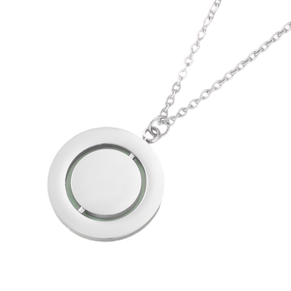 FENOHREFE Rotating Circular Necklace 25mm Stainless Steel Rotatable Round Necklace Metal Charm Statement Gifts Jewelry for Women M