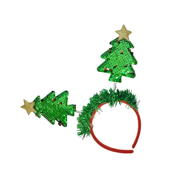 FENOHREFE Shining Christmas Tree Headband Christmas Decorative Hairhoop New Year Party Festival Decors Family Gathering Headpiece