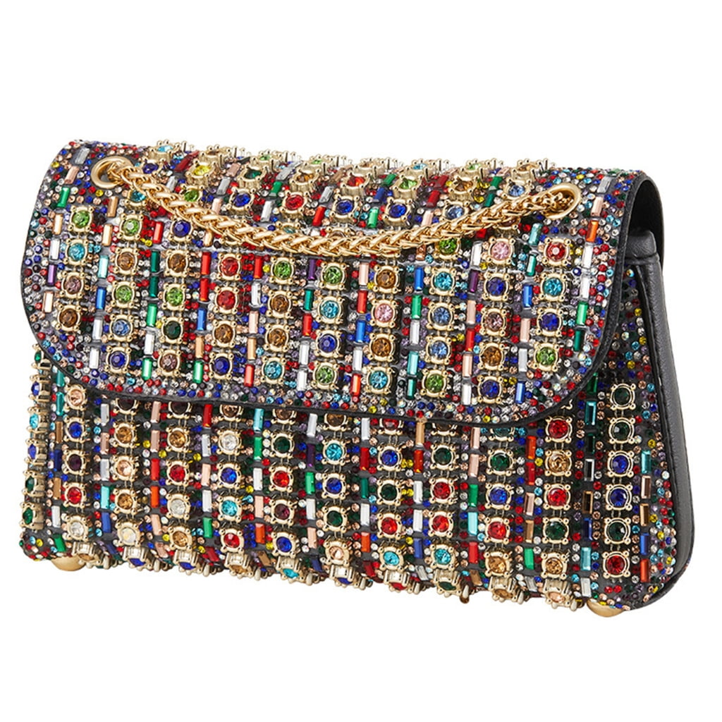 FENOHREFE Shoulder Bags Crossbody Bag Purses Handbag Crystals Rhinestones Evening Bag for Women Handbag Clutch Purse with Chain
