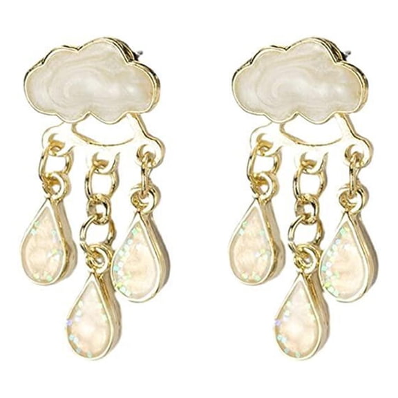 FENOHREFE Sophisticated Clouds And Crystal Raindrop Earrings Dangle Earwear Comfortable Earrings For Daily Wear And Party Occasion