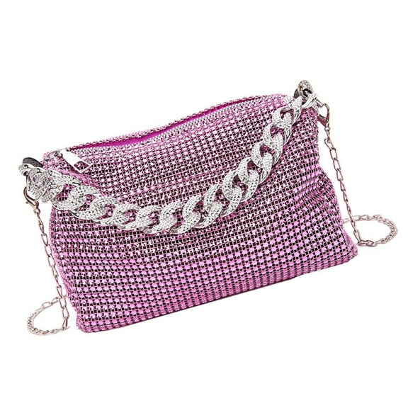 FENOHREFE Sparkling Rhinestones Evening Clutch Bag with Chain for Women Shoulder Bags Casual Handbag for Prom and Banquets