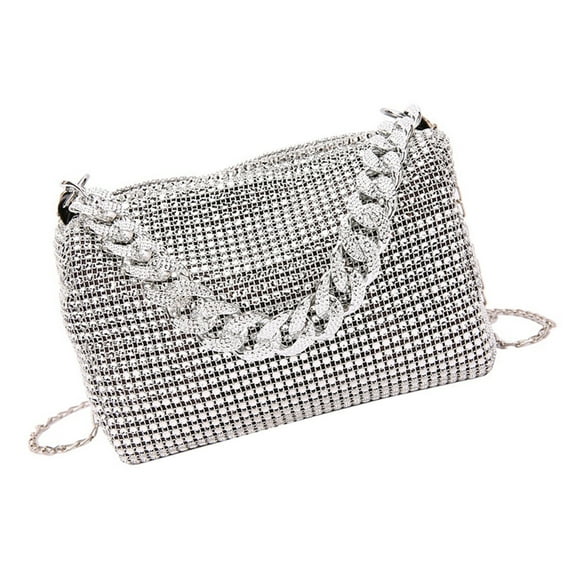 FENOHREFE Sparkling Rhinestones Evening Clutch Bag with Chain for Women Shoulder Bags Casual Handbag for Prom and Banquets