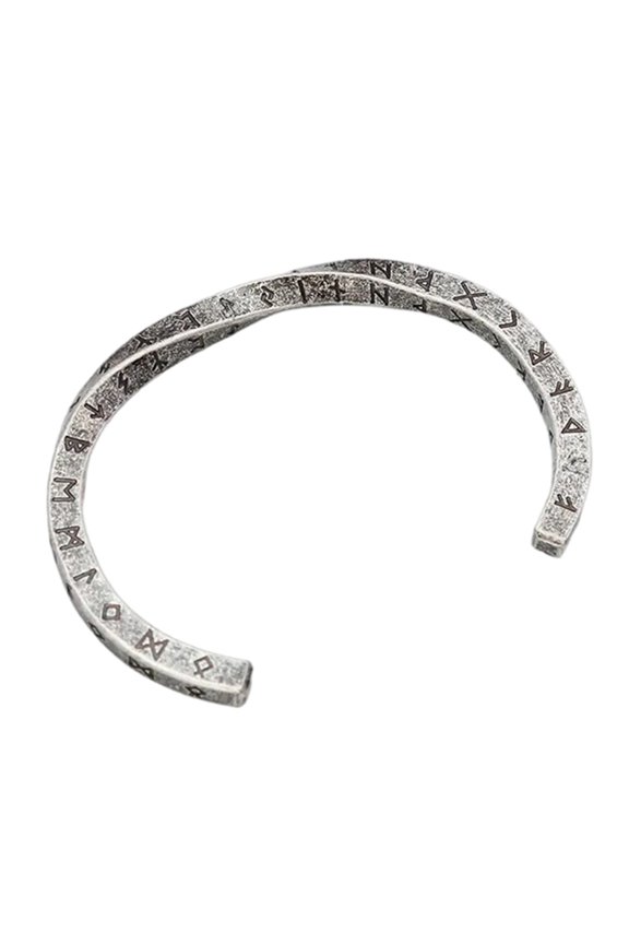 Stainless Steel Runes Cuff Bracelet Men's Runes Open Bracelet in Stainless Steel with Twist Cuff Designs