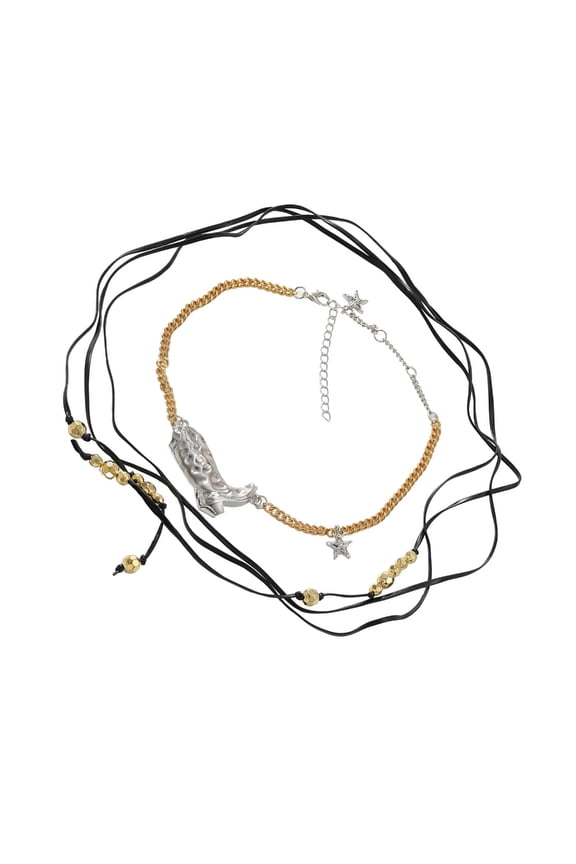 Stylish Cowgirl Necklace with Unique Multi Layer Designs and Boot Charm Chic Layered Necklace Accessory for Gatherings