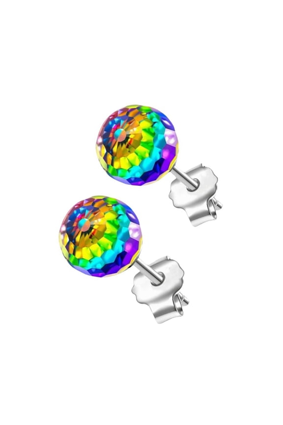 Stylish Earrings with Colorful Crystal Balls Elegant Cubic Zirconia Ear Studs Handmade Accessories for Parties and Dates
