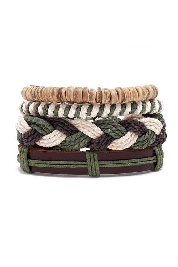 Stylish Men's Bracelet Multi Layer Jutes Rope and Leather Handchain Handmade Ethnic Wristchain Accessories