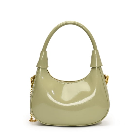 FENOHREFE Stylish PU Handbag Glossy Shoulder Bag Luxurious Chain Crossbody Purse for Everyday Commutes and Social Gatherings