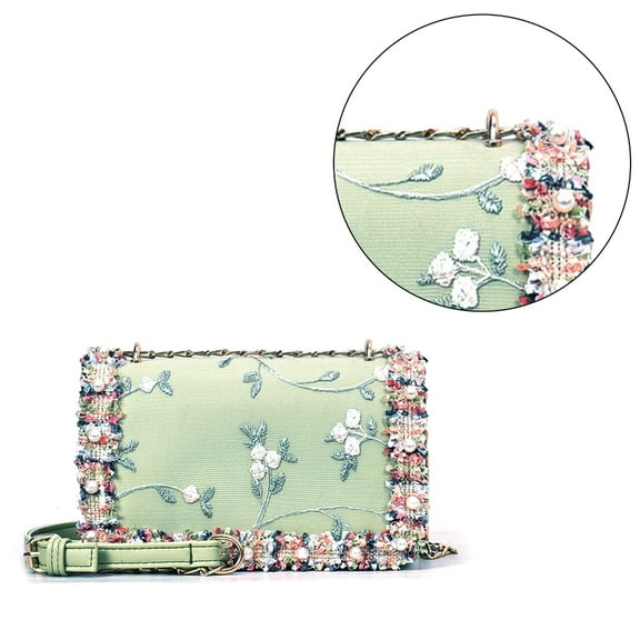 FENOHREFE Trendy Crossbody Bag with Chain & Intricate Embroidery Versatile Bag Stylish Crossbody Bag with Chain Strap for Girls