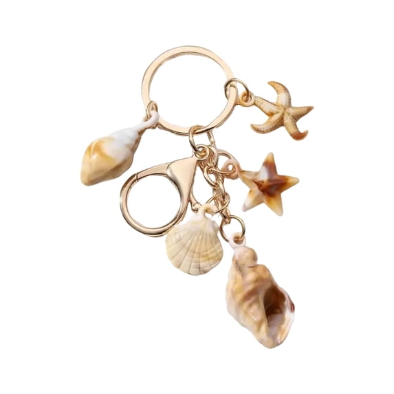 FENOHREFE Unique Acrylic Shell Keychain Simulation Conch Starfishes Pendant Key Rings Handmade Bag Accessory for Women and Girls