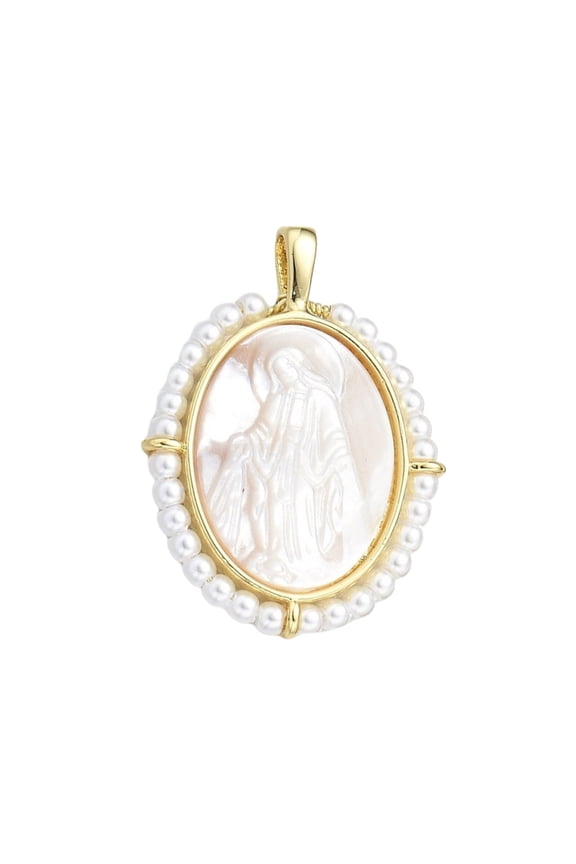 Unique Virgin Marys Pendant Necklace with Mother of Pearls Shells and Micro Inlay Designs Daily Use Stylish Outfits