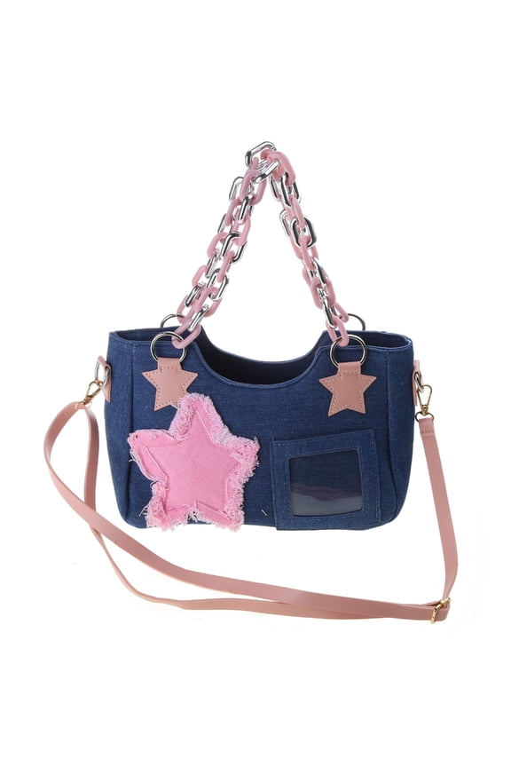 Vintage Chain Bag Purses Fashion Shoulder Bag Unique Underarm Bag Star Handbag Commute Bag Denims Small Bag