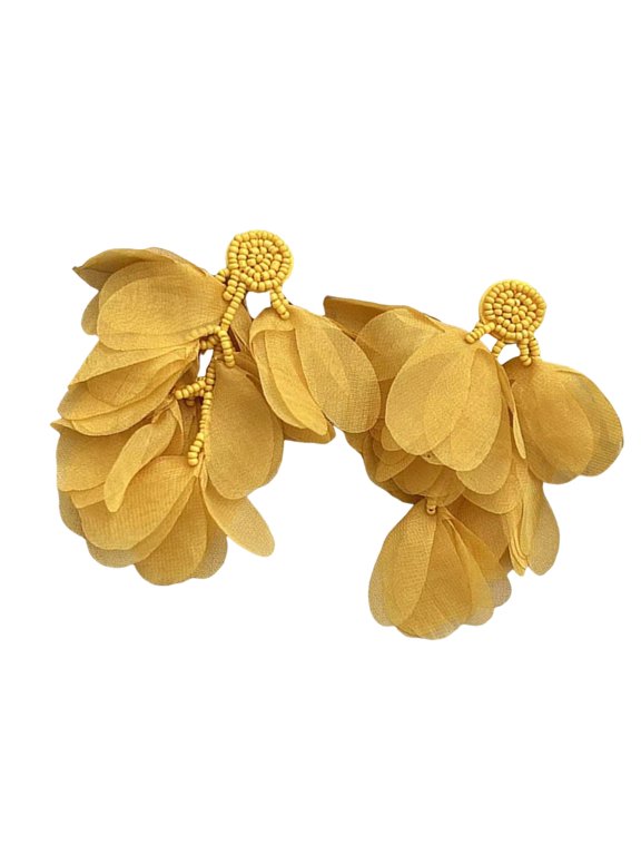 Vintage Inspired Flower Petals Ear Rings Unique Colorful Chiffons Floral Earrings Fashion Accessories for Elegant Outfit