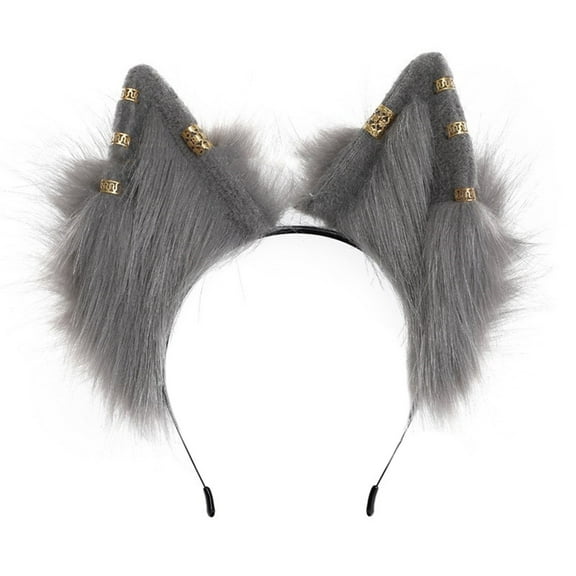 FENOHREFE Wolf Ear Headbands for Animes Theme Gatherings Movie Enthusiasts Wolf Headbands with Metal Earring for Teens Adult