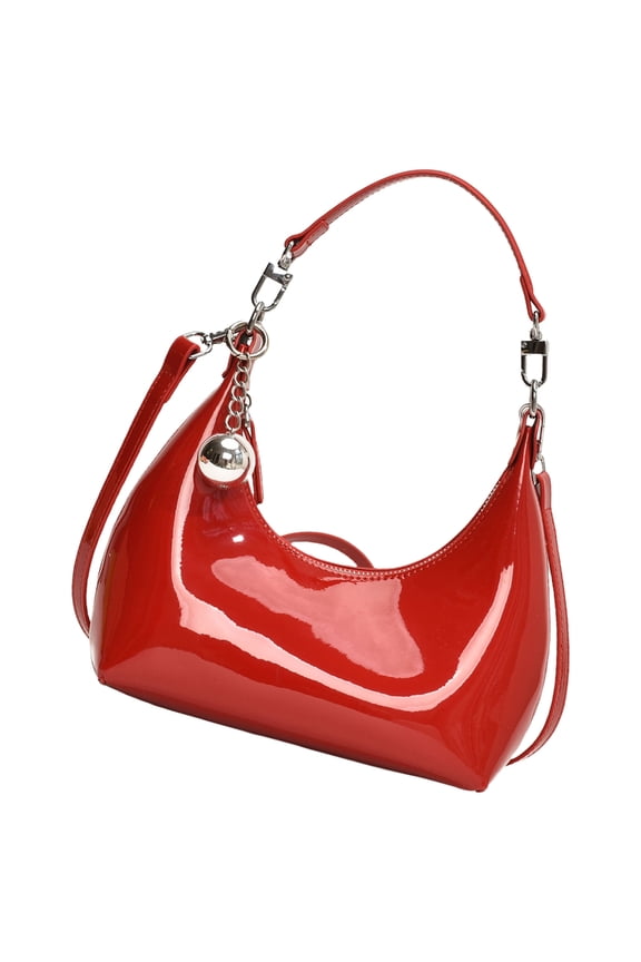 Women Aesthetic Handbag Simple Shoulder Bag Fashion Underarm Bag Trend Moon Crossbody Bag PU Leather Armpit Bag