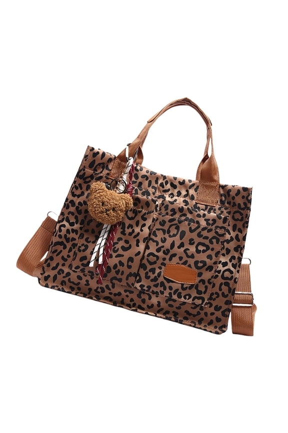 Women Bag Large Capacity Shoulder Bag Leopards Print Handbag Canvas Crossbody Bag Top Handle Bag for Daily Travel