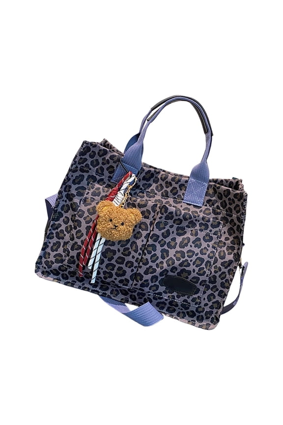Women Bag Large Capacity Shoulder Bag Leopards Print Handbag Canvas Crossbody Bag Top Handle Bag for Daily Travel