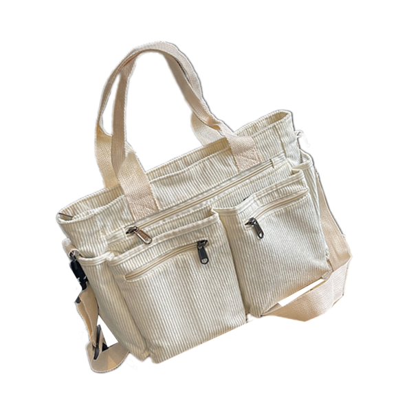 FENOHREFE Women Bag Large Capacity Shoulder Bag with Pockets Korean Styles Cord Handbag Corduroy Crossbody Bag Top Handle Bag