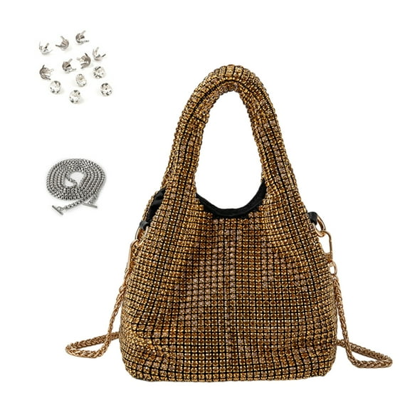 FENOHREFE Women Bucket Bag Blingbling Sparkly Purse Crystal Handbag Evening Purse for Party Wedding Bridal
