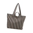 thumbnail image 1 of FENOHREFE Women Canvas Bag Large Capacity Shoulder Bag Striped Handbag All-Matching Everyday Bag Students School Bag Shopping Bag, 1 of 8