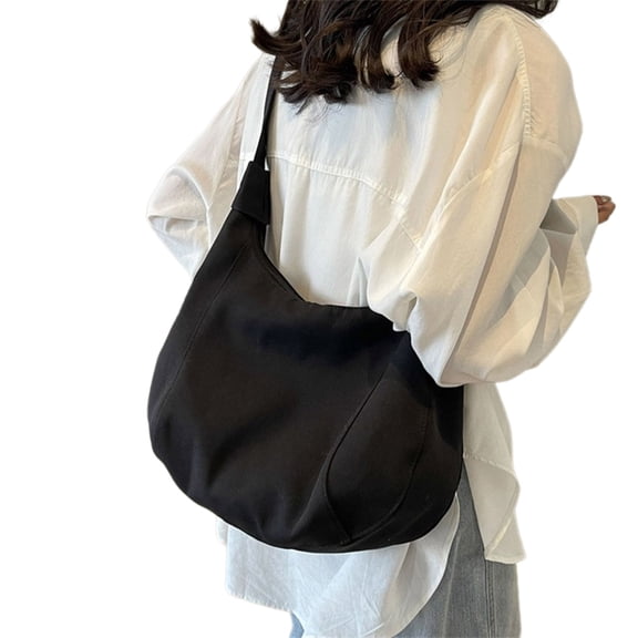 FENOHREFE Women Men Casual Canvas Solid Color Shoulder Bag Adjustable Strap Student Large Capacity Crossbody Bag Dumpling Bag