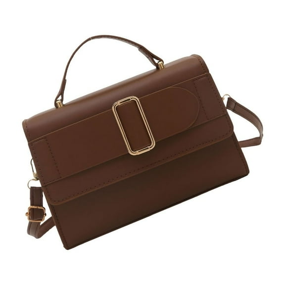 FENOHREFE Women Metal Decorated Shoulder Bag Commuters Crossbody Bag Top Handle Bag Small Square Bag PU Leather Handbag