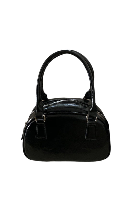 Women PU Leather Shoulder Bag Korean Handbag Bowling Bag Fashion Crossbody Bag Shopping Bag for Travel