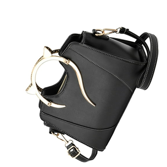 FENOHREFE Women PU Leather Solid Crossbody Bag Shoulder Handbag with Cat Top Handle Zippered Large Capacity Bag Purse