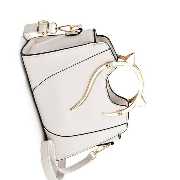 FENOHREFE Women PU Leather Solid Crossbody Bag Shoulder Handbag with Cat Top Handle Zippered Large Capacity Bag Purse